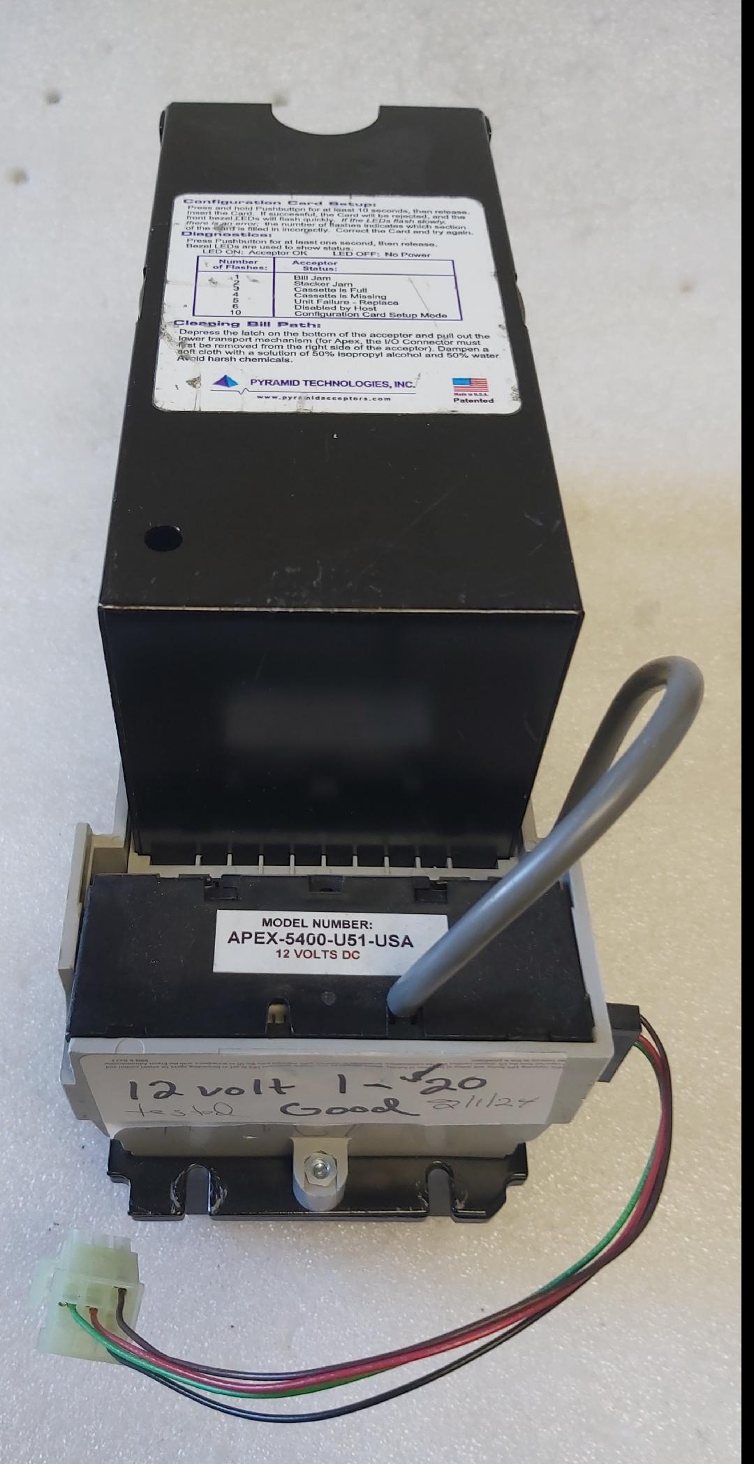 PYRAMID TECHNOLOGIES APEX-5400-U51-USA 12V Bill Acceptor (2100) - $1s ...