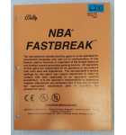 BALLY NBA FASTBREAK Pinball OPERATIONS MANUAL #6210 