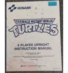 KONAMI TEENAGE MUTANT NINJA TURTLES 4 Player Upright Arcade Game Instruction Manual #6535 