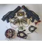 PAIR of Fixed MACHINE GUNS w WIRING from Chinese Arcade Game Cabinet running Aliens (2387)