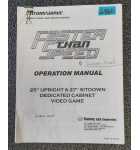SAMMY USA FASTER THAN SPEED Arcade Game OPERATION Manual #6860  