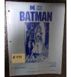 BATMAN Pinball Machine Game Manual #475 for sale - DATA EAST 