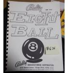 EIGHT BALL Pinball Machine Game Instruction Manual #636 for sale - BALLY 
