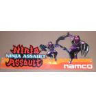 NAMCO NINJA ASSAULT Arcade Machine Game Overhead Header PLEXIGLASS #4011 for sale  