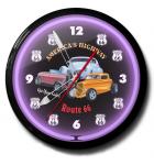 Route 66 America's Highway Get Your Kicks Neon clock for sale - Sweeping second hand