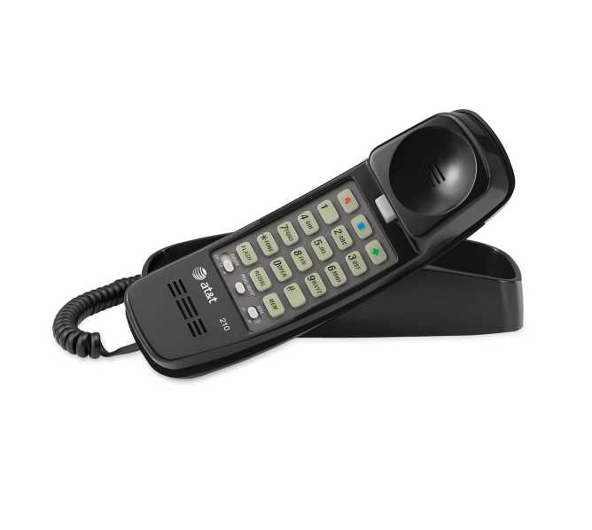 AT&T TRIMLINE Black Corded Telephone Model 210 (9881) 