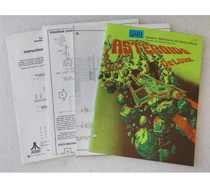 ATARI ASTEROIDS DELUXE Arcade Machine OPERATION, MAINTENANCE and SERVICE Manual - ILLUSTRATED PARTS LIST, SCHEMATICS #6411  
