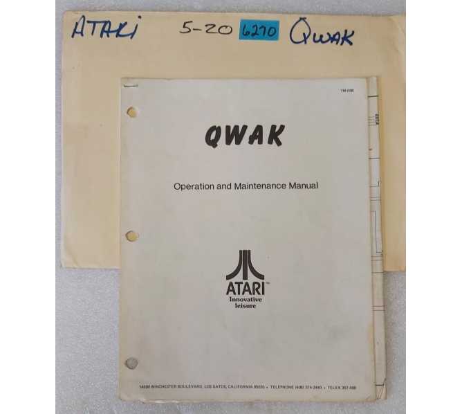 ATARI QWAK Arcade Game Operations & Maintenance Manual #6270  
