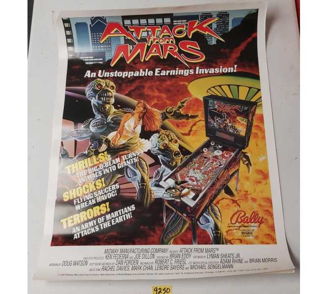 BALLY ATTACK FROM MARS Pinball Machine POSTER #9250 