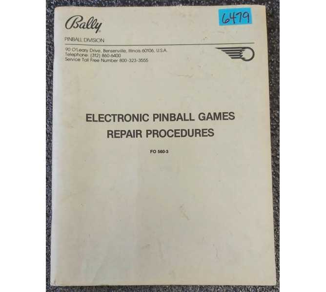 BALLY ELECTRONIC PINBALL GAMES REPAIR PROCEDURES #6479 