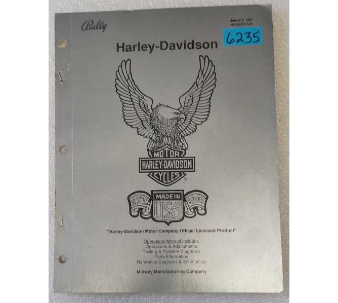 BALLY HARLEY DAVIDSON Pinball OPERATIONS MANUAL #6235 