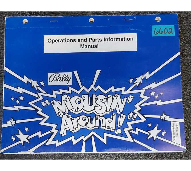 BALLY MOUSIN' AROUND Pinball Game OPERATIONS and PARTS INFORMATION MANUAL #6602 