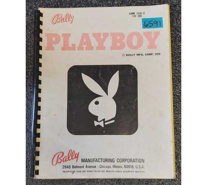 BALLY PLAYBOY Pinball Game MANUAL #6591  