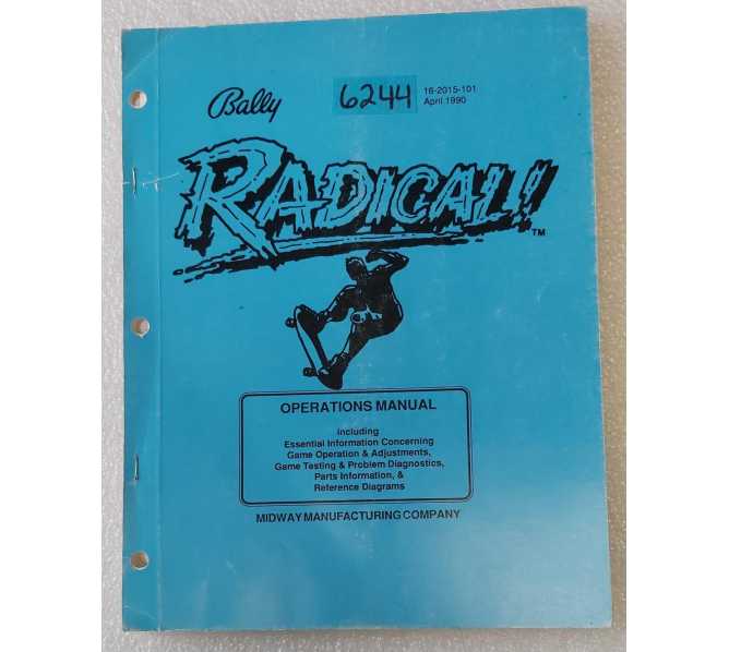 BALLY RADICAL! Pinball OPERATIONS MANUAL #6244  