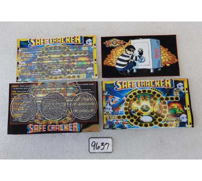 BALLY SAFE CRACKER Pinball Machine CUSTOM INSTRUCTION CARDS #9637 
