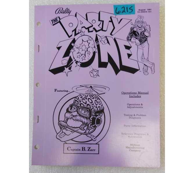 BALLY THE PARTY ZONE Pinball OPERATIONS MANUAL #6215 