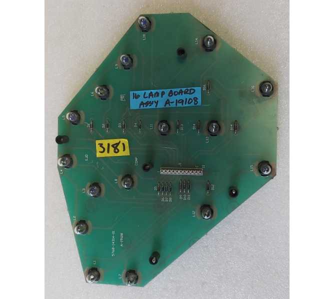 BALLY THE SHADOW Pinball Machine 16-LAMP PCB BOARD Assembly #A-19108 (3181) 