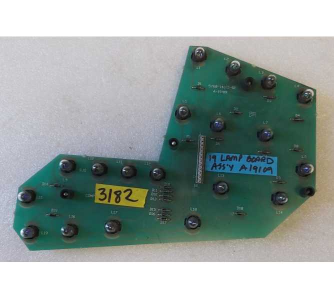 BALLY THE SHADOW Pinball Machine 19-LAMP PCB BOARD Assembly #A-19109 (3182) 