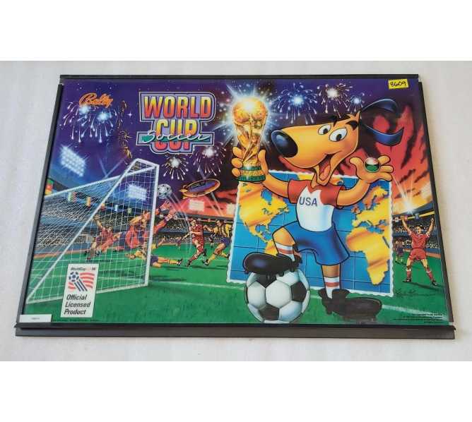 BALLY WORLD CUP SOCCER Pinball Machine Translite Backbox Artwork w Glass & Frame #8609 