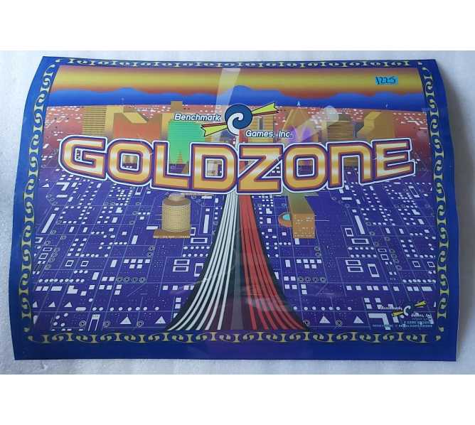 BENCHMARK GOLDZONE Arcade Game Marquee Vinyl Translite (1225)