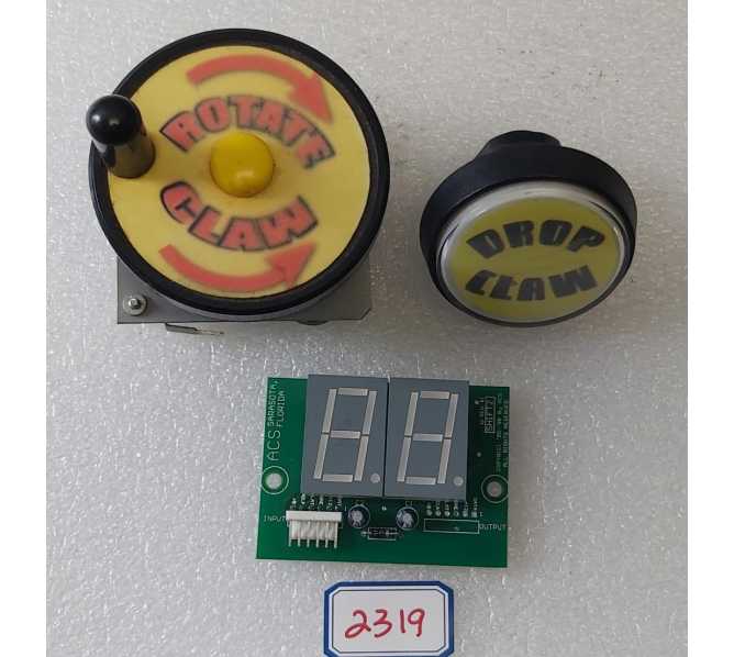 BENCHMARK Redemption Game CRANE DISPLAY Board, ROTATE CONTROL & DROP CLAW Button (2319) 