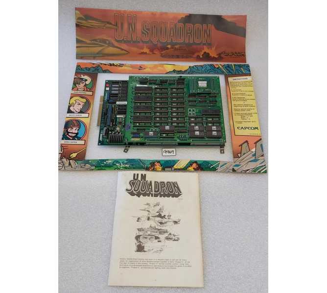 CAPCOM UN SQUADRON Arcade Game Board Set, Marquee, Bezel & Manual #9969 