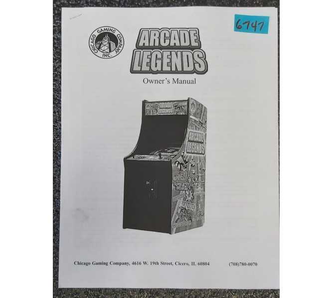CHICAGO GAMING Arcade Game OWNER'S MANUAL #6747 