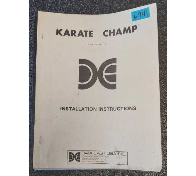 DATA EAST KARATE CHAMP Arcade Game INSTALLATION INSTRUCTIONS #6741