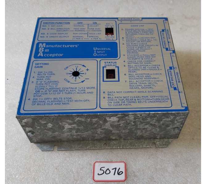 DIXIE NARCO Vending Machine BILL ACCEPTOR CONTROL Box Model #88X4001-17 (5076) 