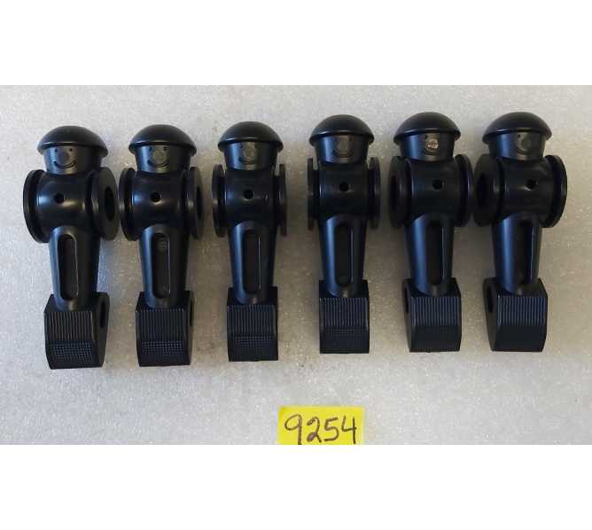 SOCCER FOOSBALL Arcade Game BLACK REPLACEMENT MAN Lot of 6 #9254 