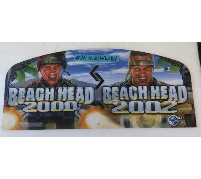 GLOBAL VR BEACH HEAD 2000 Arcade Game Overhead PLEXIGLASS Header (36) 