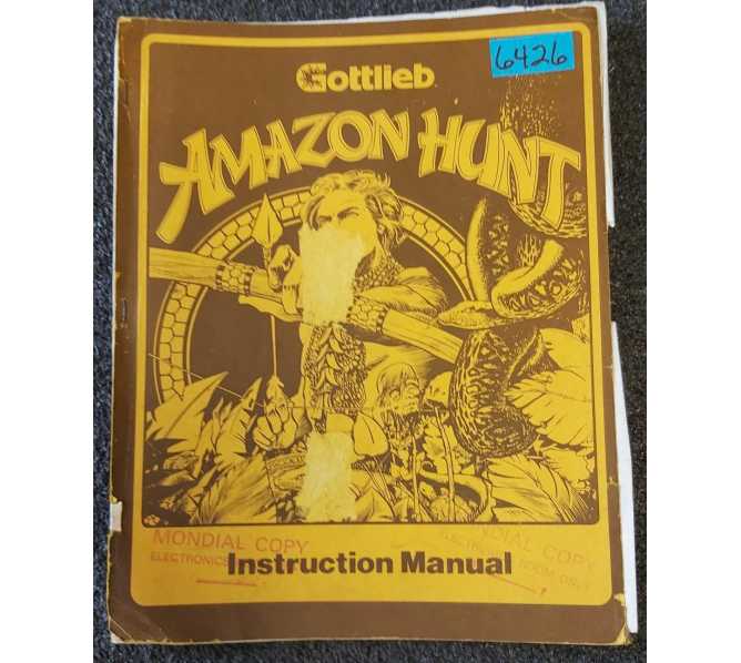 GOTTLIEB AMAZON HUNT Pinball Game INSTRUCTION Manual #6426  
