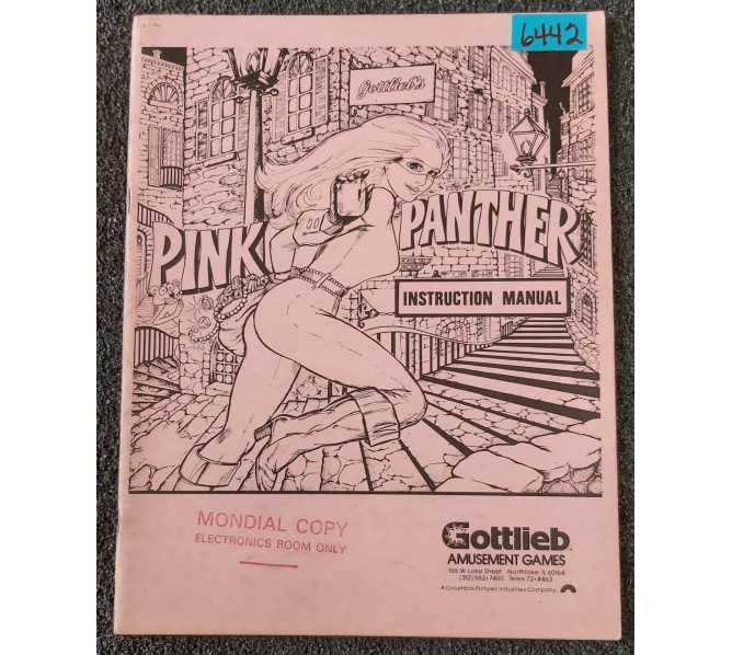 GOTTLIEB PINK PANTHER Pinball Game INSTRUCTION Manual #6442 