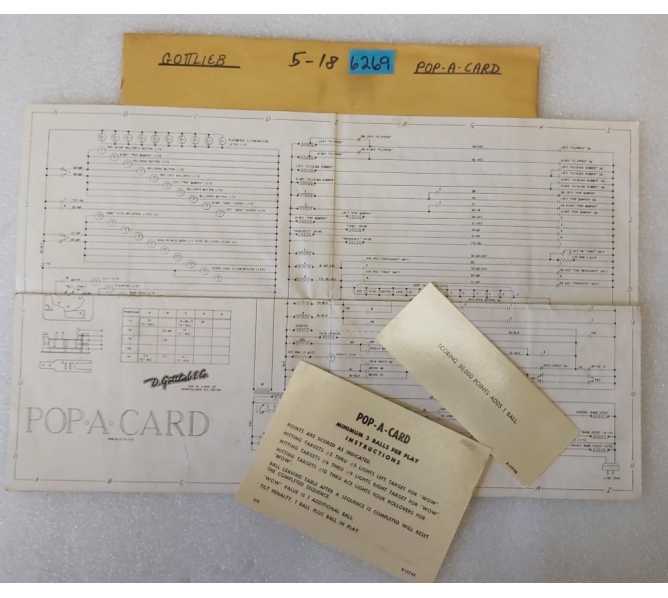 GOTTLIEB POP-A-CARD Acade Game Schematic & Misc. #6269 