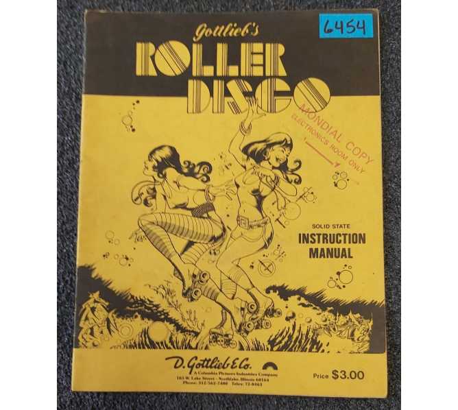 GOTTLIEB ROLLER DISCO Pinball Machine INSTRUCTION Manual #6454  
