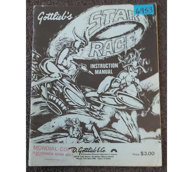 GOTTLIEB STAR RACE Pinball Machine INSTRUCTION Manual #6453 