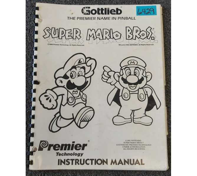 GOTTLIEB SUPER MARIO BROS. Pinball Game INSTRUCTION Manual #6429 