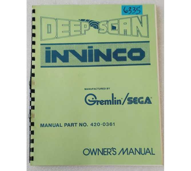 GREMLIN SEGA DEEP SCAN / INVINCO Arcade Game Owner's Manual, Operating Instructions & Service Manual #6335  