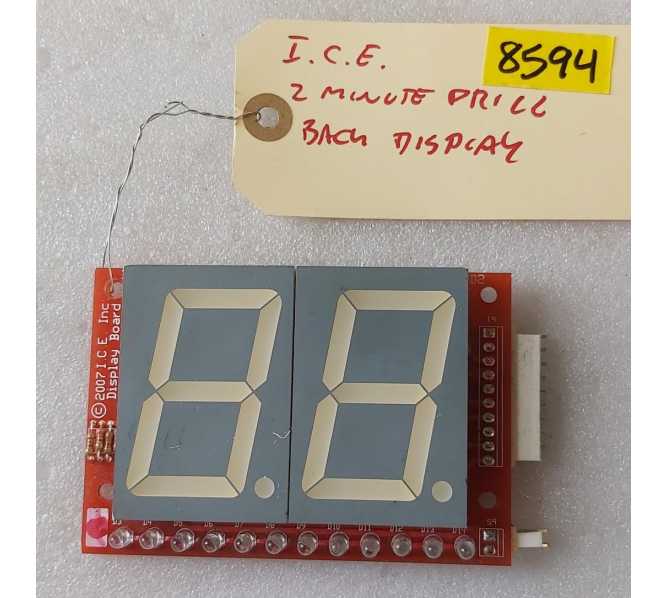 ICE 2 MINUTE DRILL Arcade Game BACK DISPLAY Board #FB2035 (8594) 