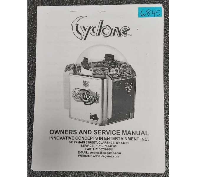 ICE CYCLONE Arcade Game OWNER'S and SERVICE Manual #6845 