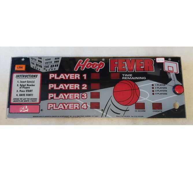 ICE HOOP FEVER Arcade Game PLEXIGLASS HEADER MARQUEE (2154) 