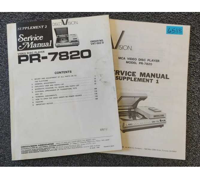 MCA DISCOVISION PR-7820 Service Manual #6518 