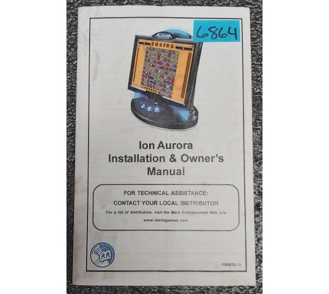 MERIT ION AURORA Arcade Game INSTALLATION & OWNER'S Manual #6864  