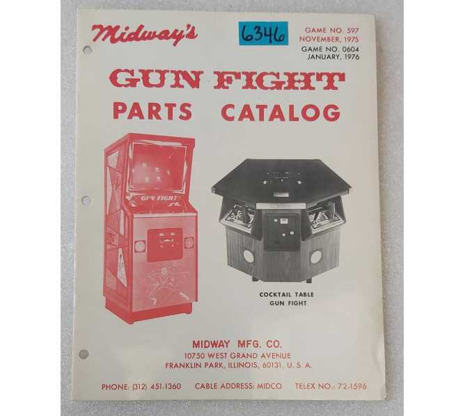 MIDWAY GUN FIGHT Arcade Game Parts Catalog #6346 