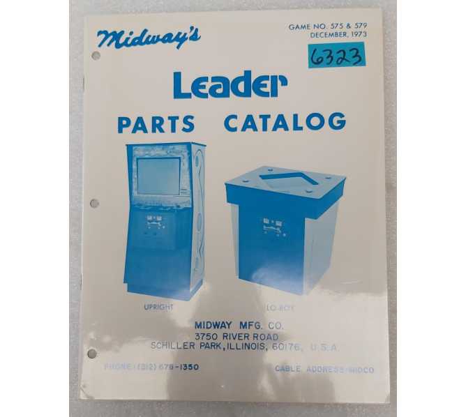 MIDWAY LEADER Arcade Game Parts Catalog #6323 