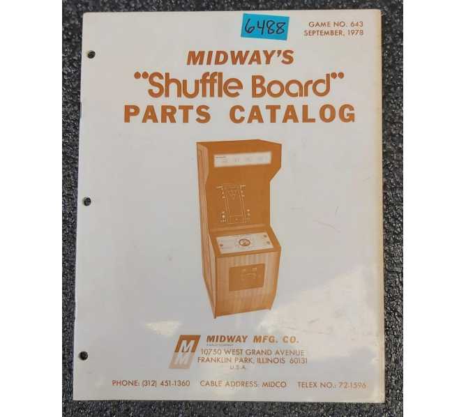 MIDWAY SHUFFLEBOARD Arcade Game Parts Catalog #6488 