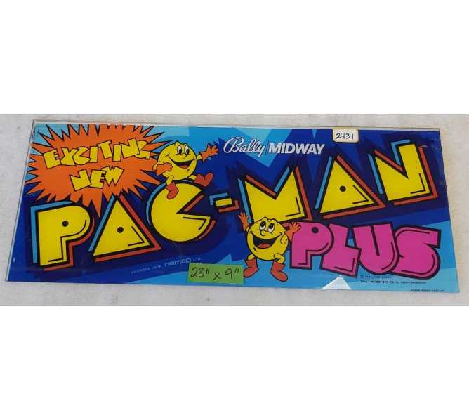 NAMCO PAC-MAN PACMAN PLUS Arcade Game PLEXIGLASS Header (2431)  