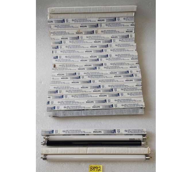 PHILIPS & ? F8T5 - 8 Watt Fluorescent Tube - 22 White & 2 Black - Lot of 24 Bulbs #8892 