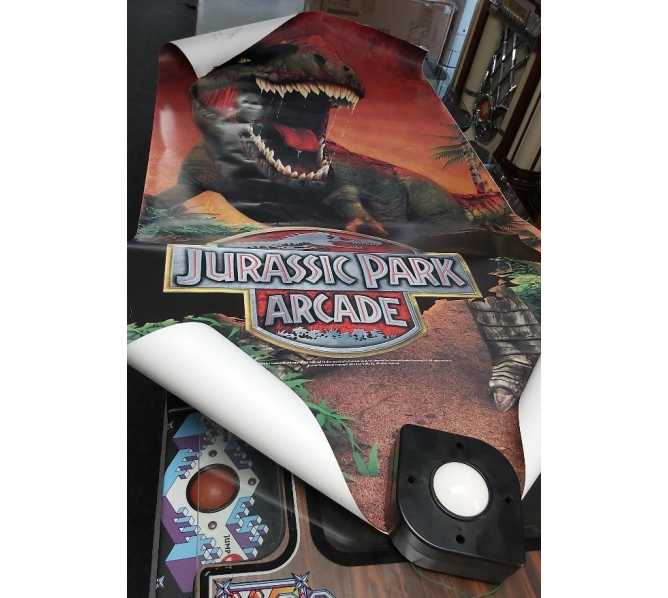 RAW THRILLS JURASSIC PARK ARCADE Arcade Game Rectangular SIDE DECAL w defects #8517 