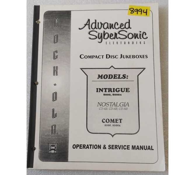 ROCK-OLA ADVANCED SYBERSONIC COMPACT DISC Jukebox INTRIGUE 8000, 8000X, NOSTALGIA COMET OPERATION & SERVICE Manual #8994